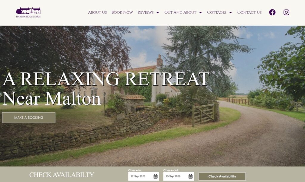 Web design North Yorkshire case study – Habton House Farm Holiday Cottages